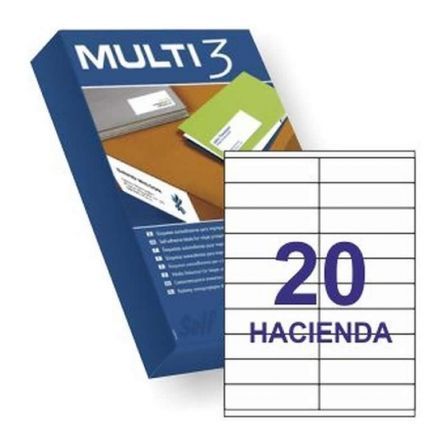 Multi-3 Etiquetas Adhesivas Blancas 105x29mm para Inkjet/Láser